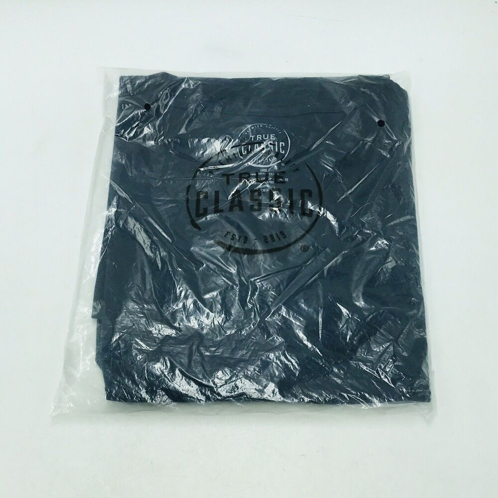 True Classic Men's Large V Neck T Shirt Navy Blue TCT4100NAVYL New A12